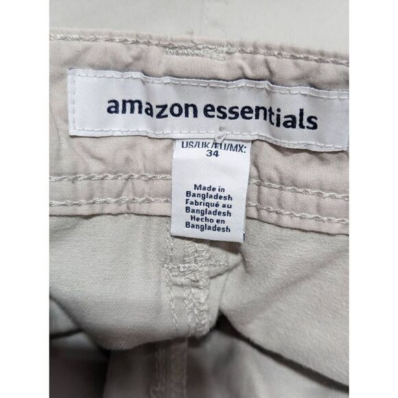 Amazon Essentials Men's 34 Tan Mid-Rise Light Khaki Cargo Shorts - Picture 3 of 6